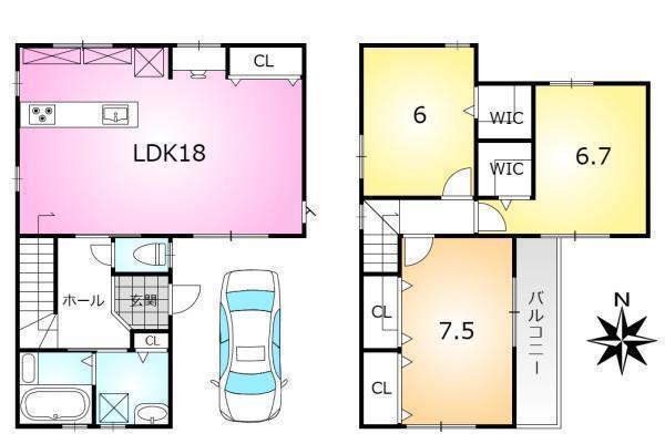 間取図/区画図:明るいリビングの3LDK！どのような家族構成でも使いやすい間取りです。