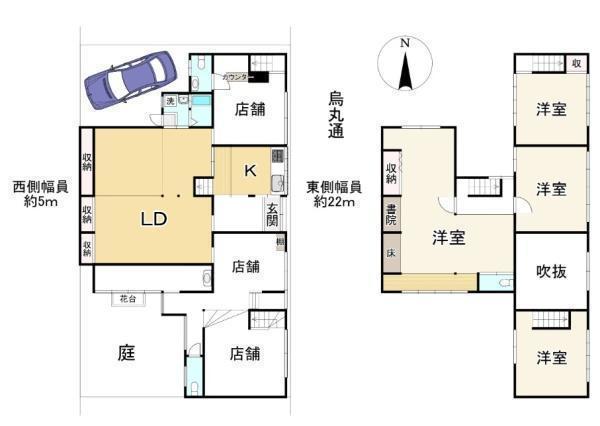 間取図/区画図:4LDK+店舗3室の借地権付一戸建
